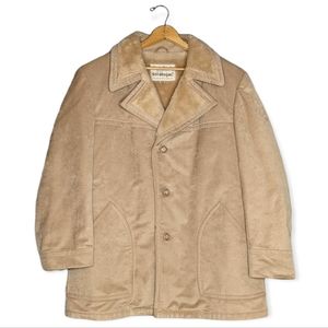 Vintage Stratojac Faux Leather & Faux Fur Button Down Jacket Size 46